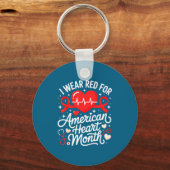 American Heart Disease Awareness Month Ribbon Red  Sleutelhanger (Voorkant)