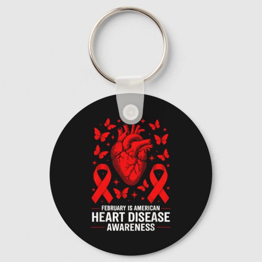 American Heart Disease Awareness Month Ribbon Red Sleutelhanger (Voorkant)