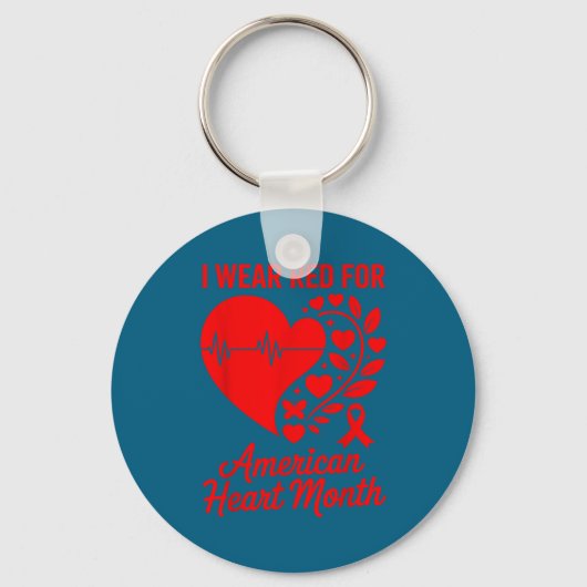 American Heart Disease Awareness Month Ribbon Red Sleutelhanger (Voorkant)