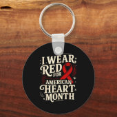 American Heart Disease Awareness Month Ribbon Red  Sleutelhanger (Voorkant)