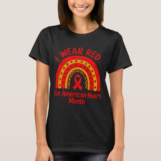 American Heart Disease Awareness Month Ribbon Red  T-shirt (Voorkant)