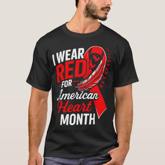 American Heart Disease Awareness Month Ribbon Red  T-shirt (Voorkant)