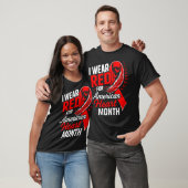 American Heart Disease Awareness Month Ribbon Red  T-shirt (Unisex)