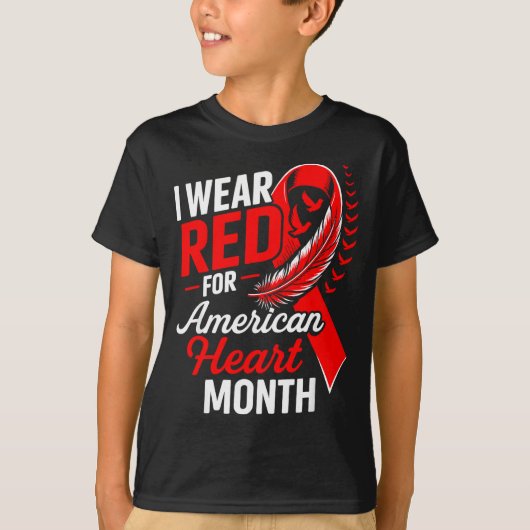 American Heart Disease Awareness Month Ribbon Red T-shirt (Voorkant)