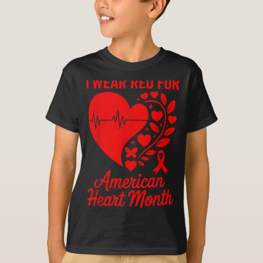 American Heart Disease Awareness Month Ribbon Red  T-shirt (Voorkant)