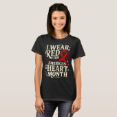 American Heart Disease Awareness Month Ribbon Red  T-shirt (Voorkant volledig)
