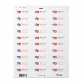 American Heart Flag Retour Adreslabels Etiket (Full Sheet)