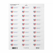 American Heart Flag Retour Adreslabels Etiket (Full Sheet)