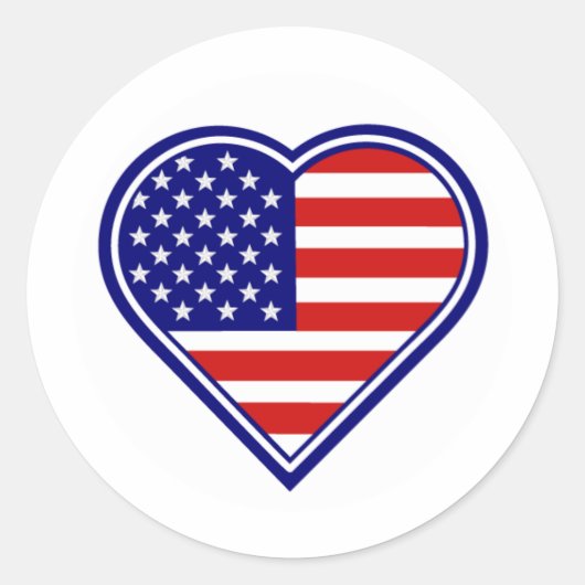 American Heart Shape USA Vlag Sticker (Voorkant)