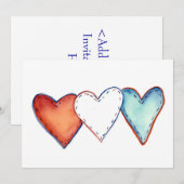 American Hearts Invitation Kaart (Voorkant / Achterkant)
