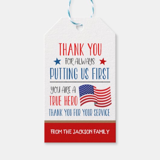 American Hero Appreciation Gift Label Cadeaulabel (Voorkant)