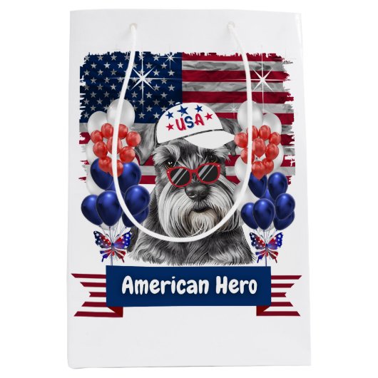 American Hero Schnauzer Gift Bag Medium Cadeauzakje (Voorkant)