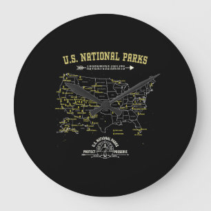 American Hiking Camping Gift - 63 US National Park Grote Klok