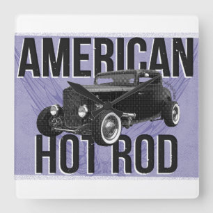 American Hot Rod. Blauwe wandklok