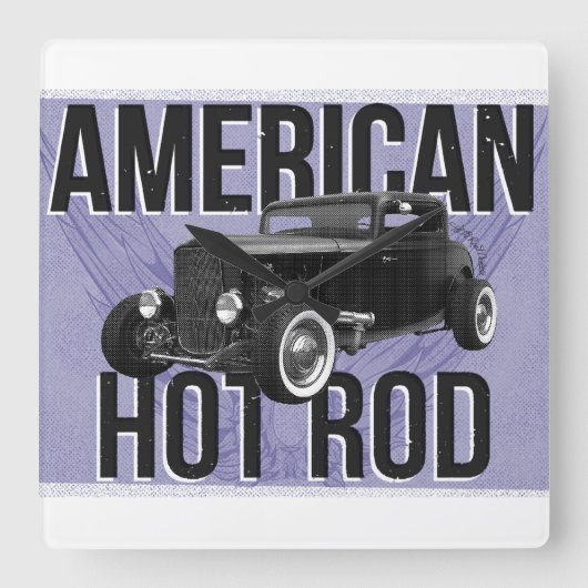 American Hot Rod. Blauwe wandklok (Voorkant)