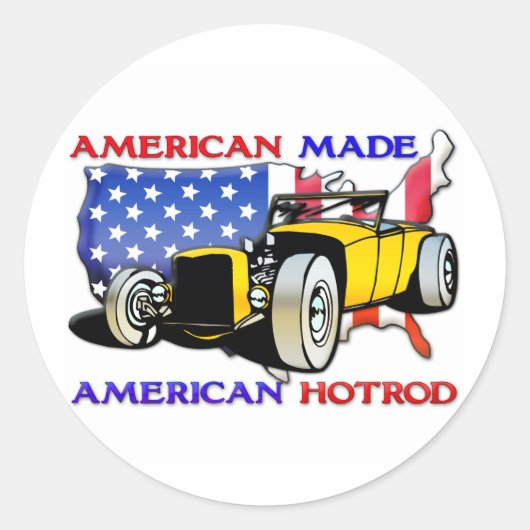 American Hotrod 1 Ronde Sticker (Voorkant)