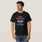 American Husband Father Hero Veteran | Patriotic T-shirt (Voorkant volledig)