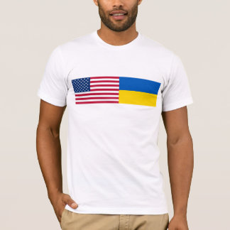 American I stand with Ukraine. USA & UKR flags. T-shirt