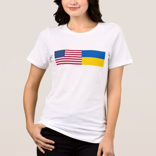 American I stand with Ukraine. USA & UKR flags. T- Tri-Blend Shirt (Voorkant)