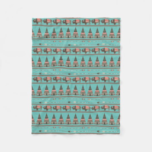 American Indian Cabin Fleece Blanket Deken (Voorkant)