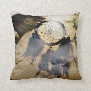 American Indian Dream Catcher, Wolf Eagle Cushion Kussen