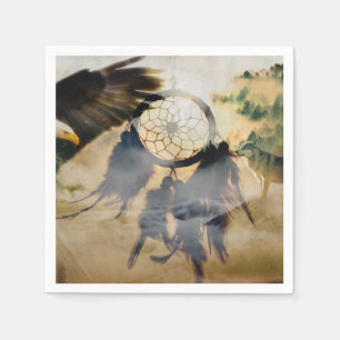 American Indian Dream Catcher, Wolf Eagle Napkins Servet