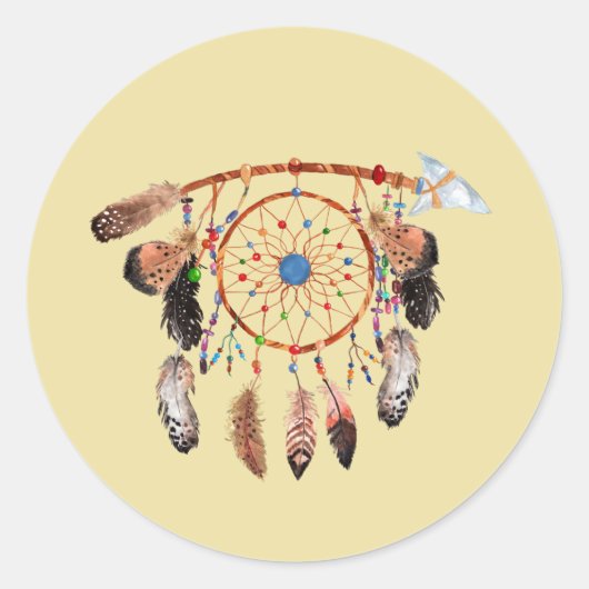 American Indian Drocatcher Ronde Sticker (Voorkant)
