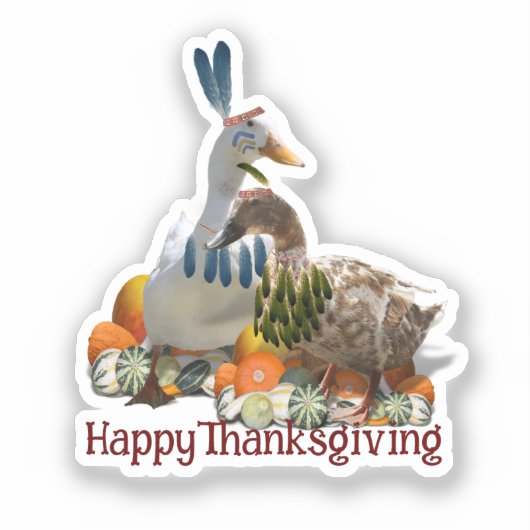 American Indian Ducks Thanksgiving  Sticker (Voorkant)