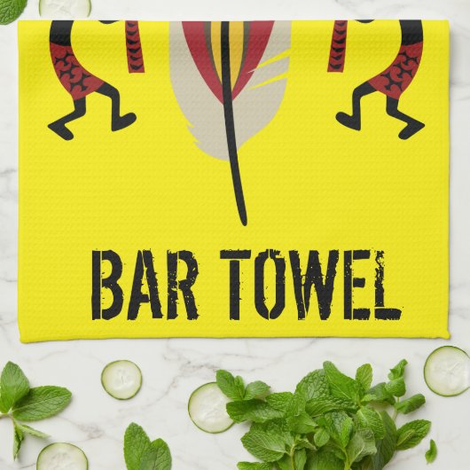 American Indian Feather Kokopelli Bar Towel Theedoek (Gevouwen)