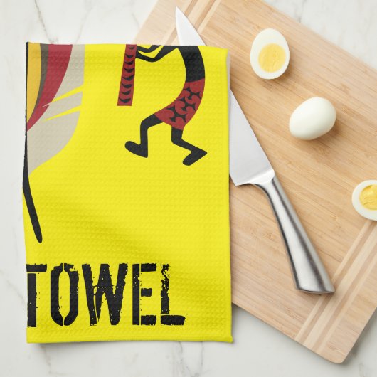 American Indian Feather Kokopelli Bar Towel Theedoek (Quarter Fold)