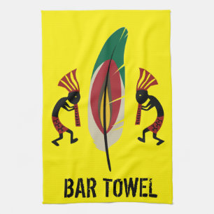 American Indian Feather Kokopelli Bar Towel Theedoek