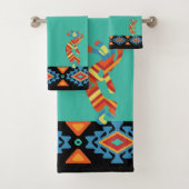 American Indian Kokopelli Bath Towel Set Bad Handdoek (Insitu)