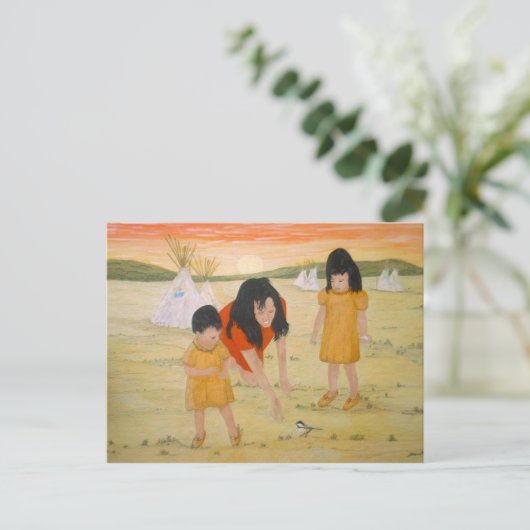 American Indian Mother with Daughters Briefkaart (Staand voorkant)