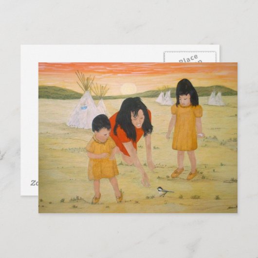 American Indian Mother with Daughters Briefkaart (Voorkant / Achterkant)