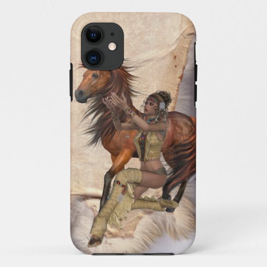 American Indian Princess and Horse Case-Mate iPhone Case (Achterkant)