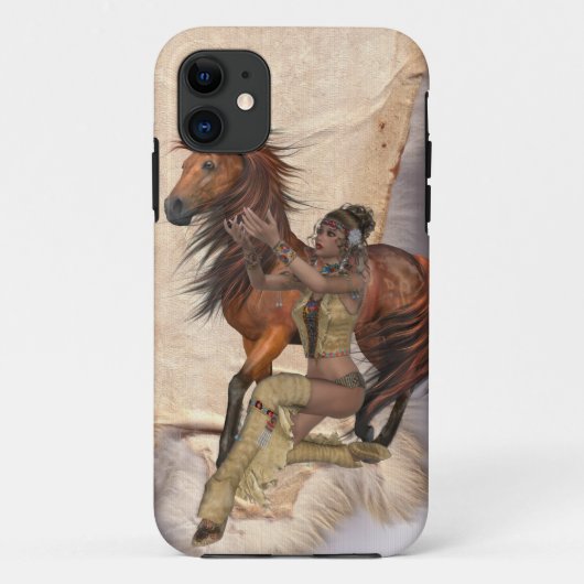 American Indian Princess and Horse Case-Mate iPhone Case (Achterkant)