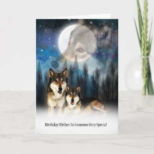 American Indian Style Wolf Birthday Card Kaart