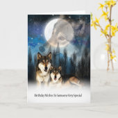 American Indian Style Wolf Verjaardag Kaart (Gele Bloem)