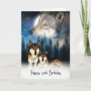 American Indian Style Wolf Verjaardag Kaart 70e