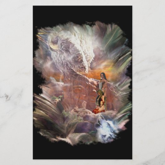 American Indian Wedding Night Vignette Briefpapier (Voorkant)