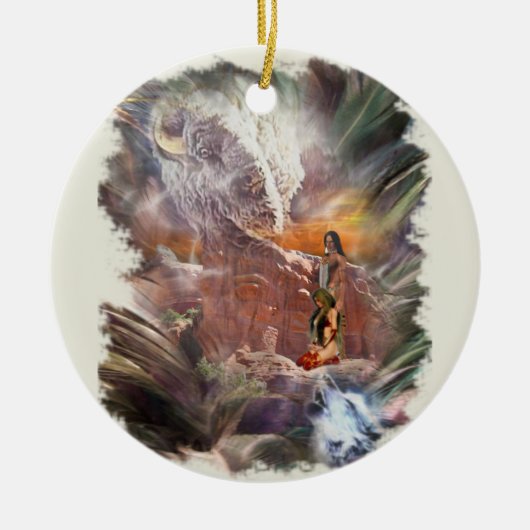 American Indian Wedding Night Vignette Keramisch Ornament (Voorkant)