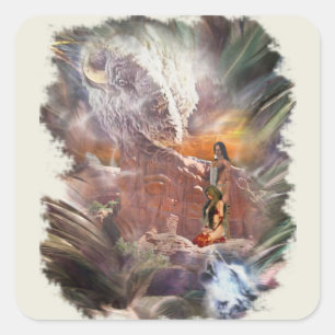 American Indian Wedding Night Vignette Vierkante Sticker
