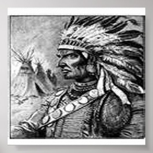 American Indian Zwart & Wit Framed Print (Voorkant)