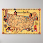 American Indians Tribe Kaart Poster (Voorkant)