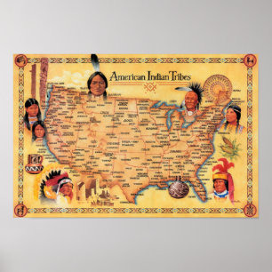 American Indians Tribe Kaart Poster