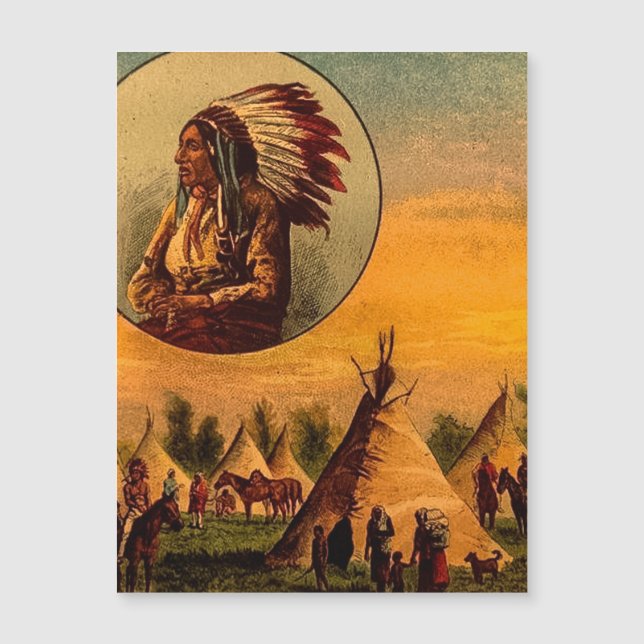 American Indians Vintage Magic Lantern Slide (Voorkant)