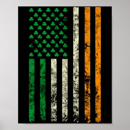 American Ireland Flag Shamrock Irish Patricks Day  Poster (Voorkant)