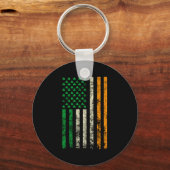 American Ireland Flag Shamrock Irish Patricks Day  Sleutelhanger (Voorkant)