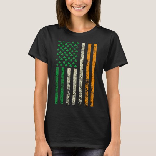 American Ireland Flag Shamrock Irish Patricks Day  T-shirt (Voorkant)