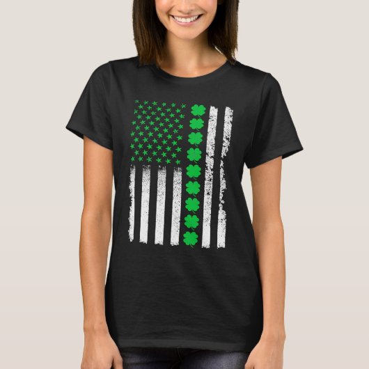 American Irish Flag Shamrock Lucky St Patricks Day T-shirt (Voorkant)